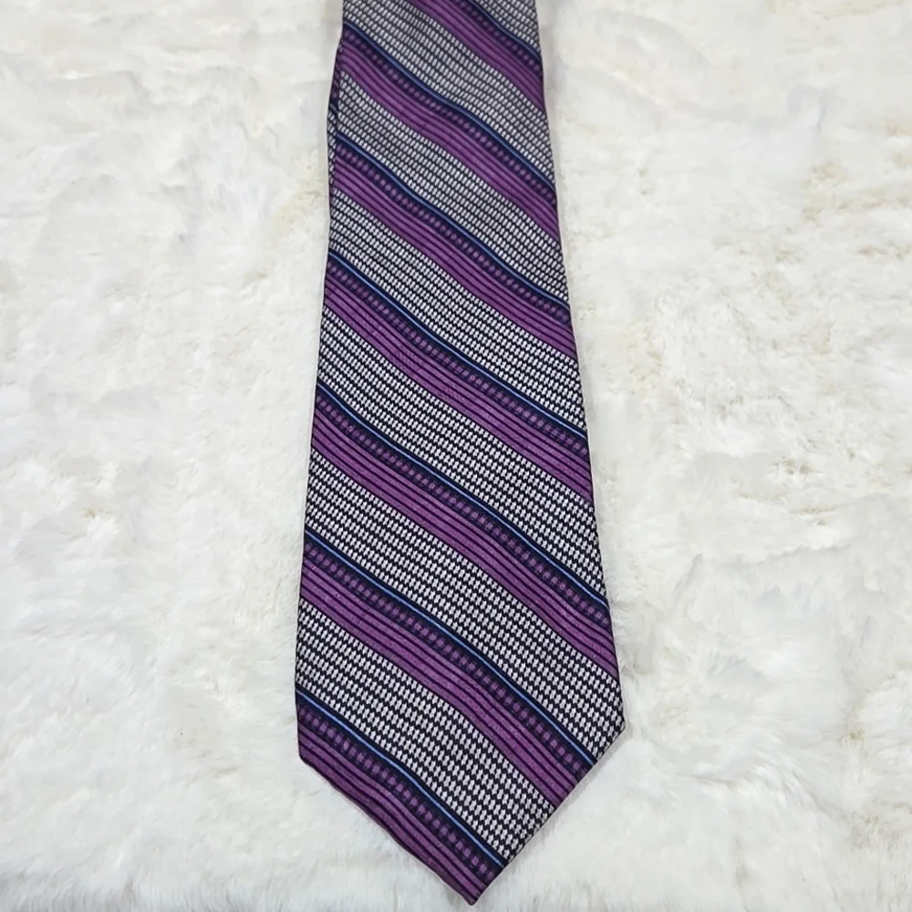 Ralph Lauren 100% silk tie purple,  black, blue, cream